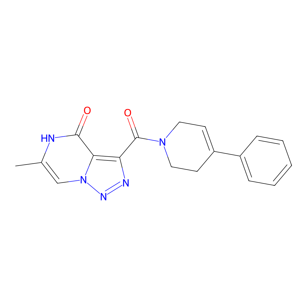 6-methyl-3-(4-phenyl-1,2,3,6-tetrahydropyridine-1-carbonyl)-[1,2,3]triazolo[1,5-a]pyrazin-4(5H)-one molecular structure, CAS 2192747-06-9