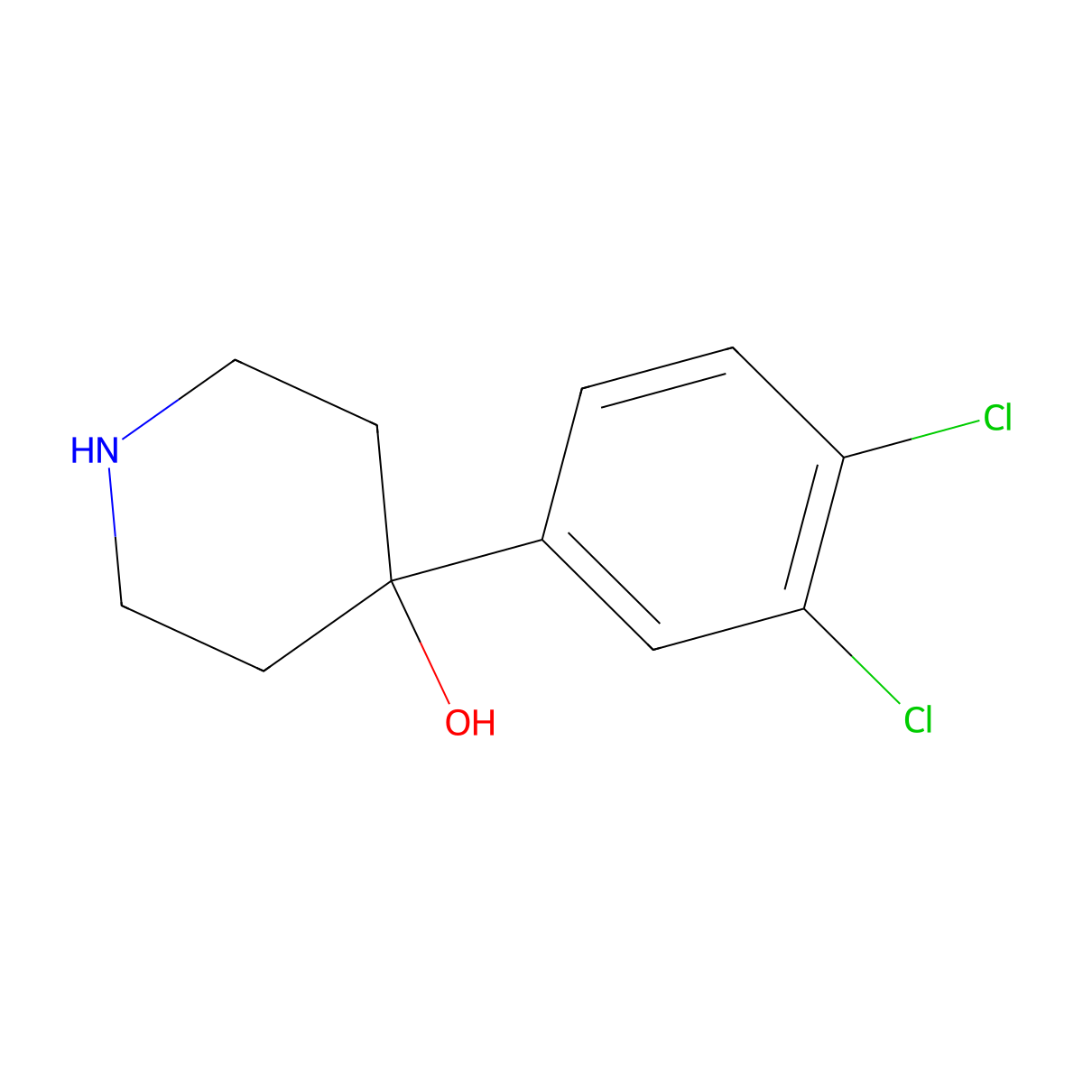 4-(3,4-Dichlorophenyl)-4-piperidinol molecular structure, CAS 21928-32-5