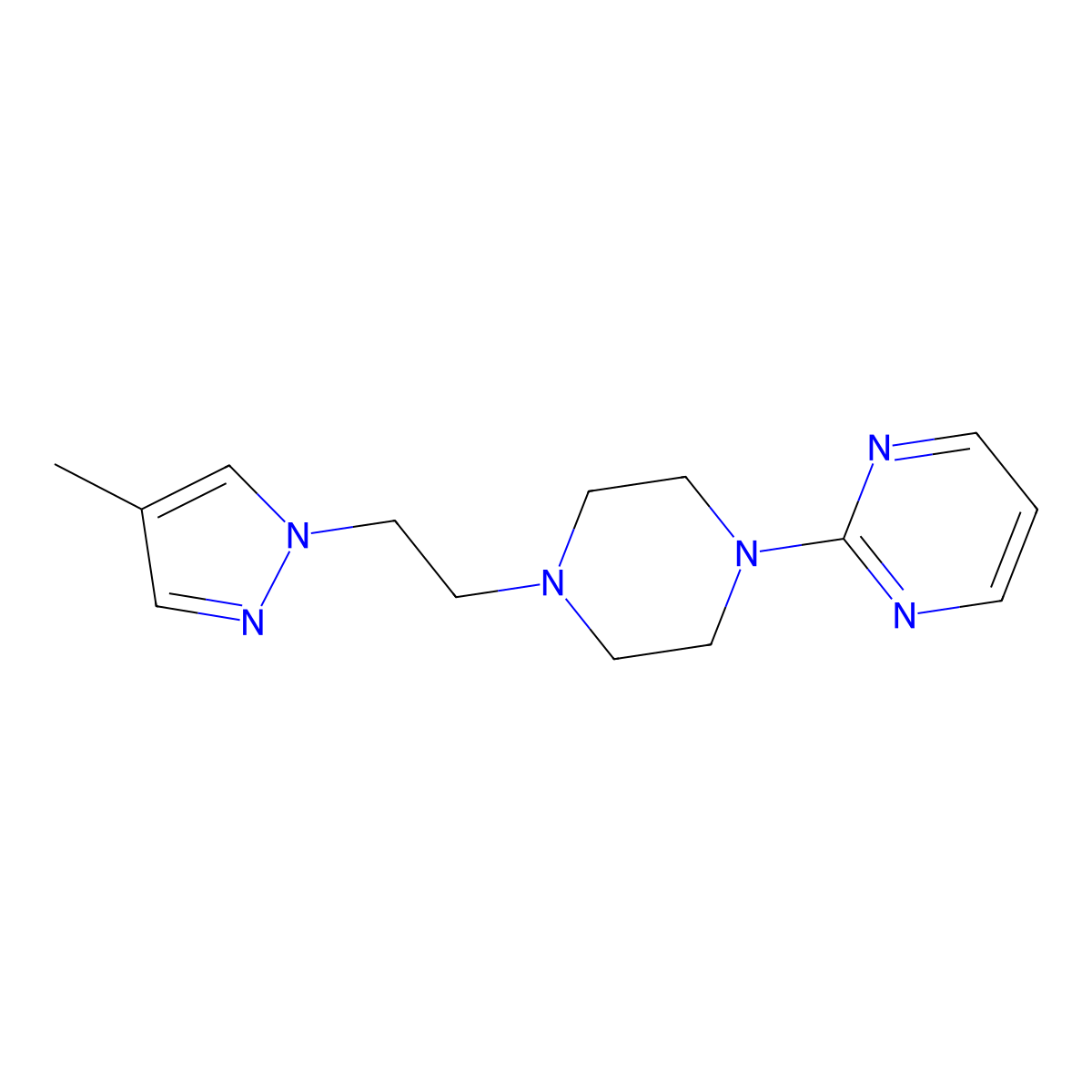 2-{4-[2-(4-methyl-1H-pyrazol-1-yl)ethyl]piperazin-1-yl}pyrimidine molecular structure, CAS 2192855-15-3