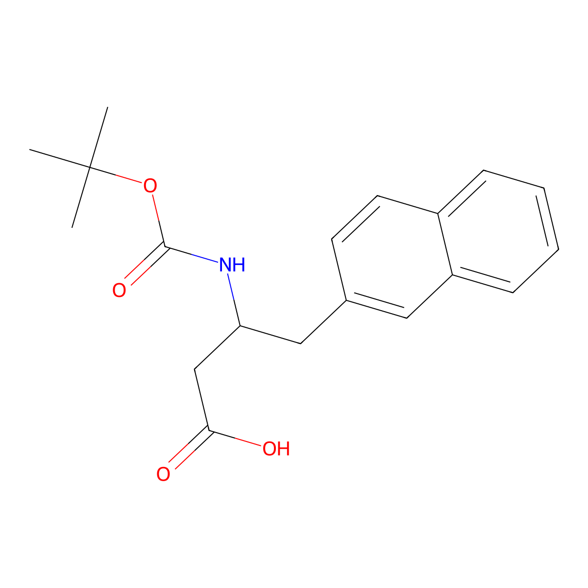 (R)-3-((tert-butoxycarbonyl)amino)-4-(naphthalen-2-yl)butanoic acid molecular structure, CAS 219297-10-6