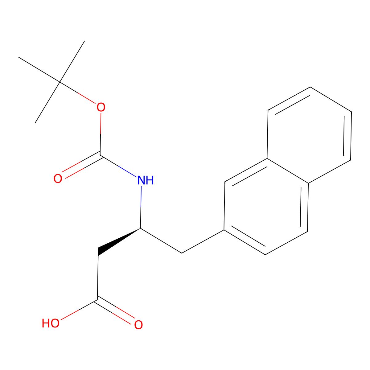 (betaS)-beta-(((1,1-Dimethylethoxy)carbonyl)amino)-2-naphthalenebutanoic acid molecular structure, CAS 219297-11-7
