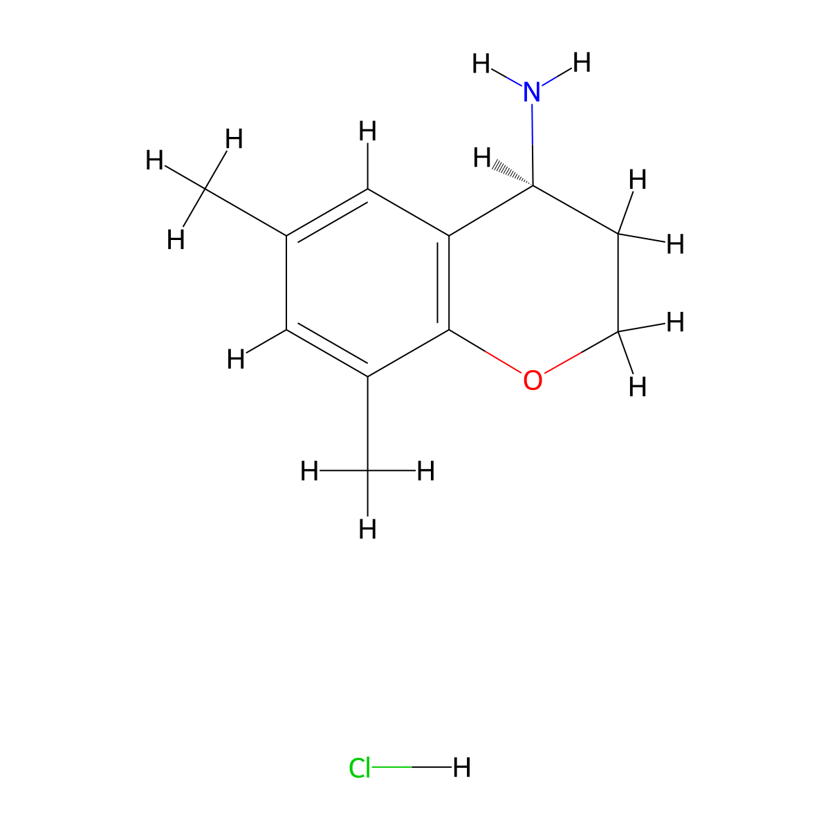 (4S)-6,8-dimethyl-3,4-dihydro-2H-1-benzopyran-4-amine hydrochloride molecular structure, CAS 2193051-85-1