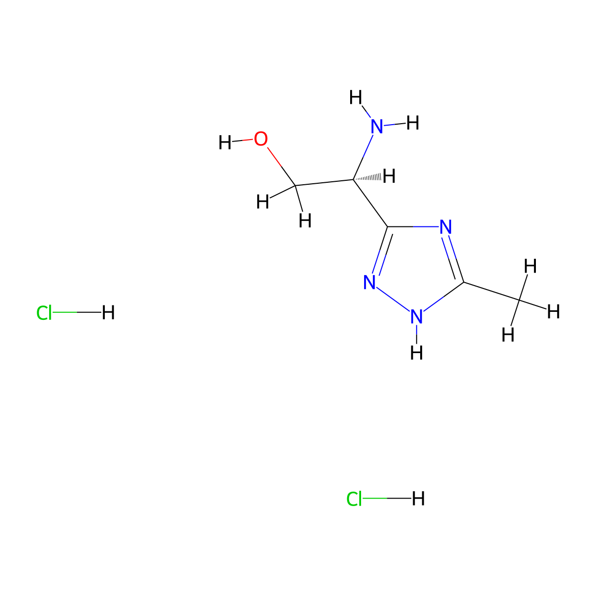 (2S)-2-amino-2-(5-methyl-1H-1,2,4-triazol-3-yl)ethan-1-ol dihydrochloride molecular structure, CAS 2193051-86-2