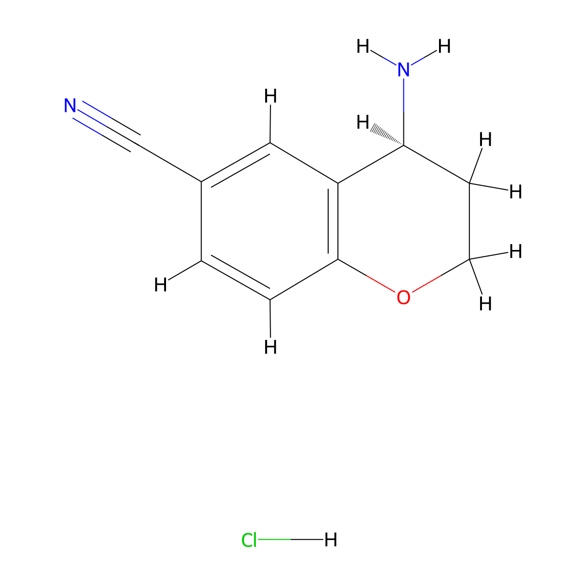 (4S)-4-amino-3,4-dihydro-2H-1-benzopyran-6-carbonitrile hydrochloride molecular structure, CAS 2193051-89-5