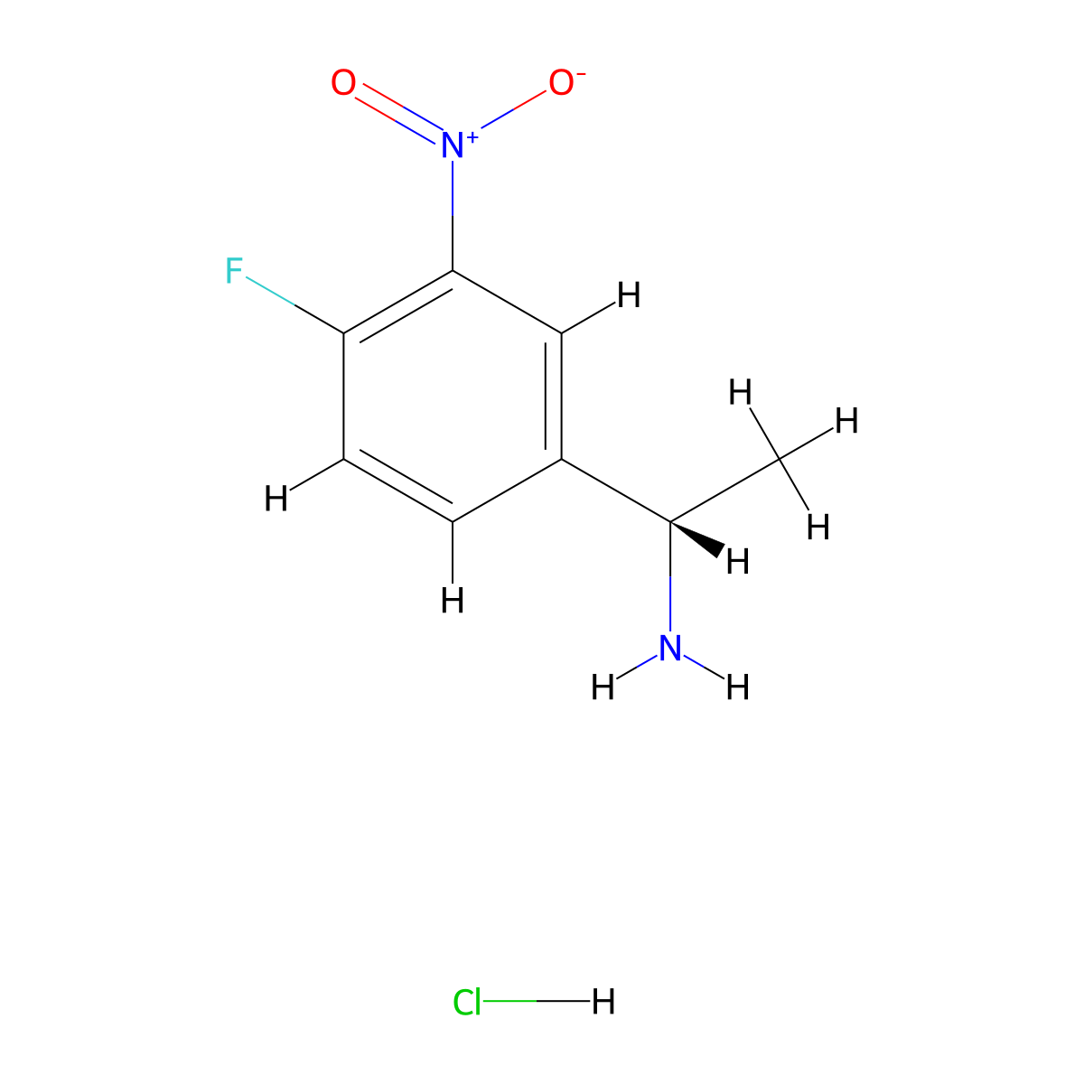 (1S)-1-(4-fluoro-3-nitrophenyl)ethan-1-amine hydrochloride molecular structure, CAS 2193051-91-9