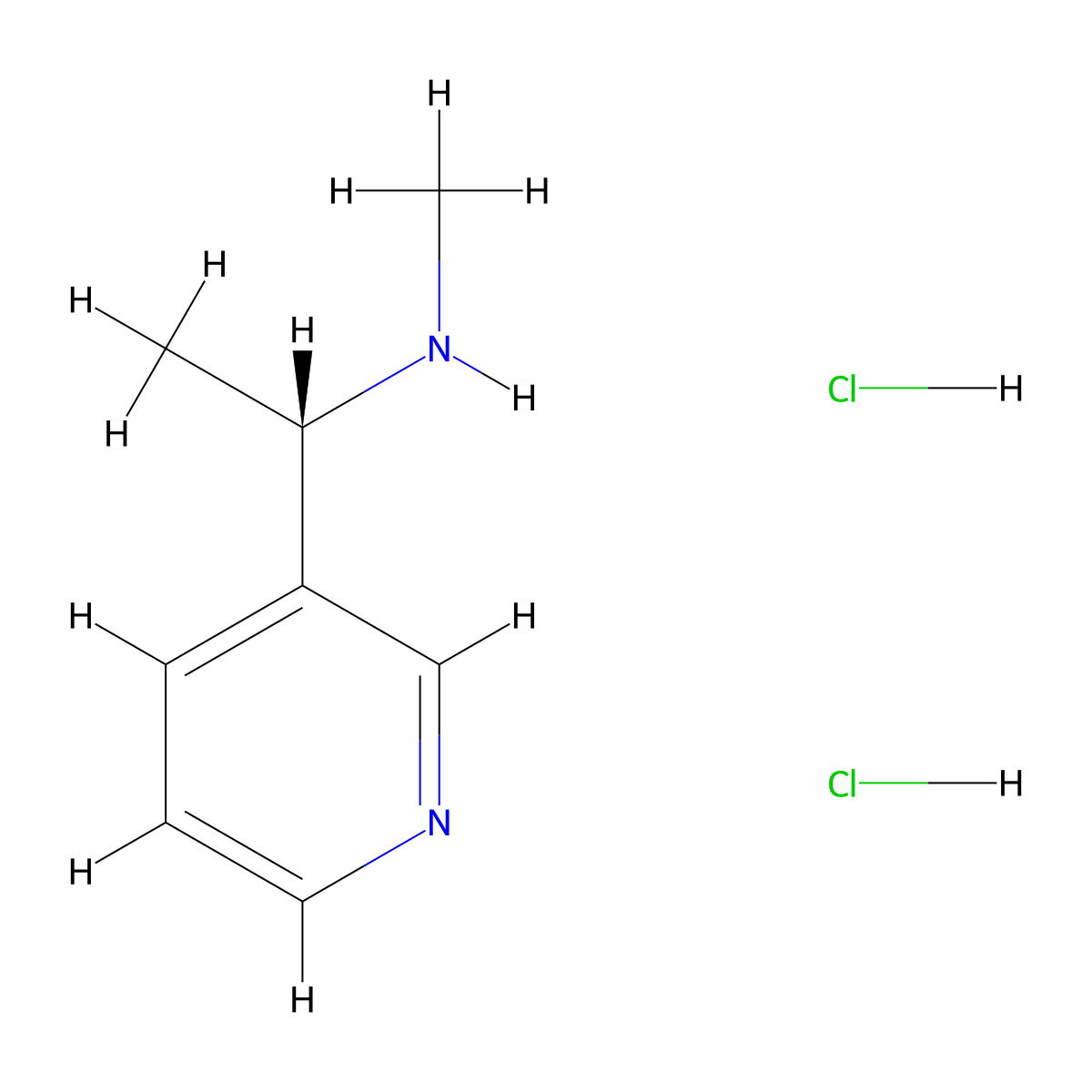 methyl((1S)-1-(pyridin-3-yl)ethyl)amine dihydrochloride molecular structure, CAS 2193051-95-3
