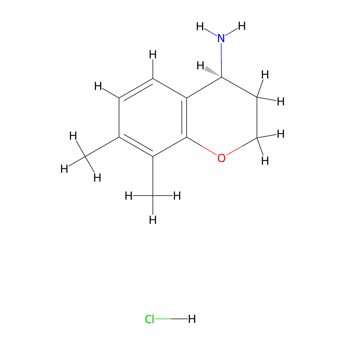 (4S)-7,8-dimethyl-3,4-dihydro-2H-1-benzopyran-4-amine hydrochloride molecular structure, CAS 2193051-98-6