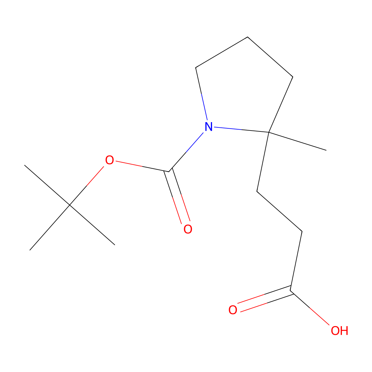 3-[(2S)-1-[(tert-butoxy)carbonyl]-2-methylpyrrolidin-2-yl]propanoic acid molecular structure, CAS 2193052-05-8