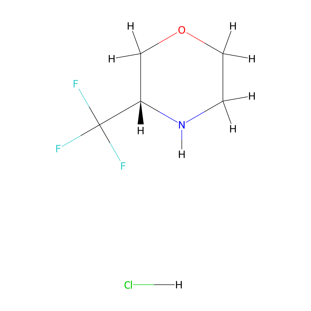 (3S)-3-(trifluoromethyl)morpholine hydrochloride molecular structure, CAS 2193052-15-0