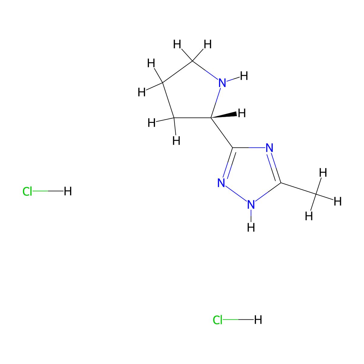 5-methyl-3-((2S)-pyrrolidin-2-yl)-1H-1,2,4-triazole dihydrochloride molecular structure, CAS 2193052-19-4