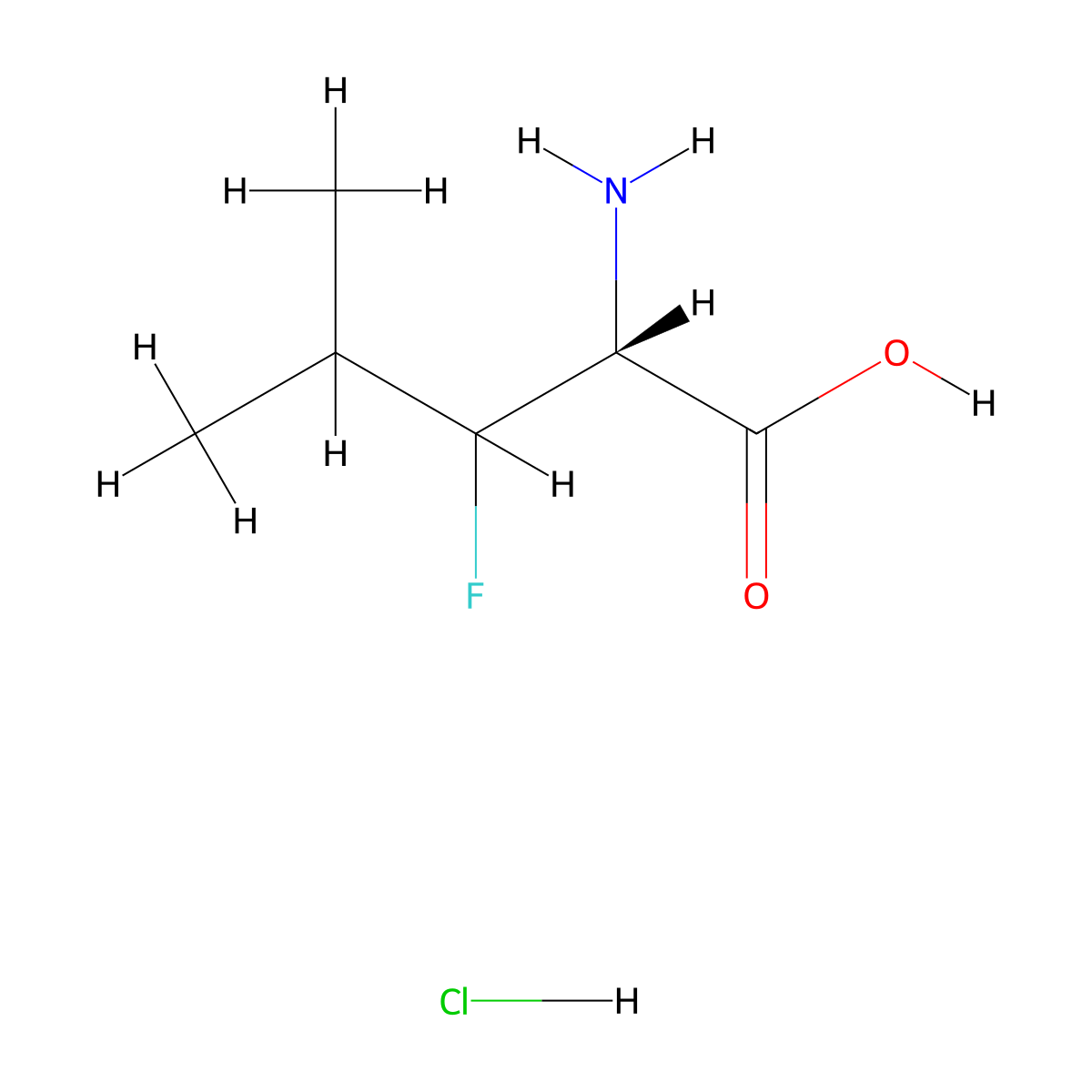 (2R)-2-Amino-3-fluoro-4-methylpentanoic acid hydrochloride molecular structure, CAS 2193054-90-7