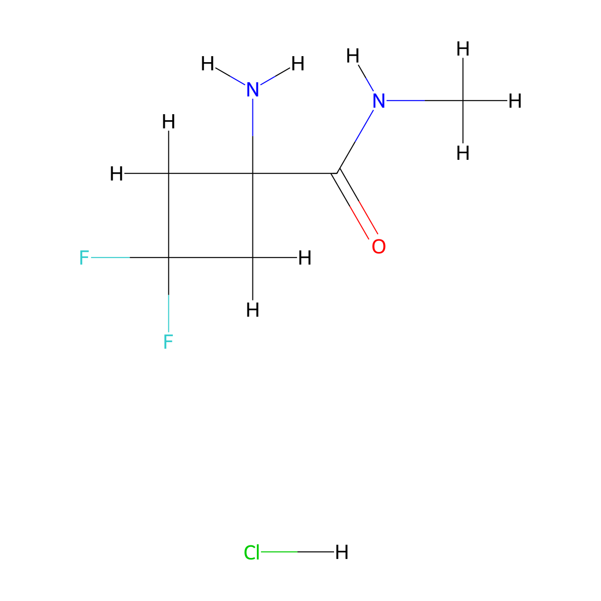 1-amino-3,3-difluoro-N-methyl-cyclobutanecarboxamide hydrochloride molecular structure, CAS 2193057-39-3