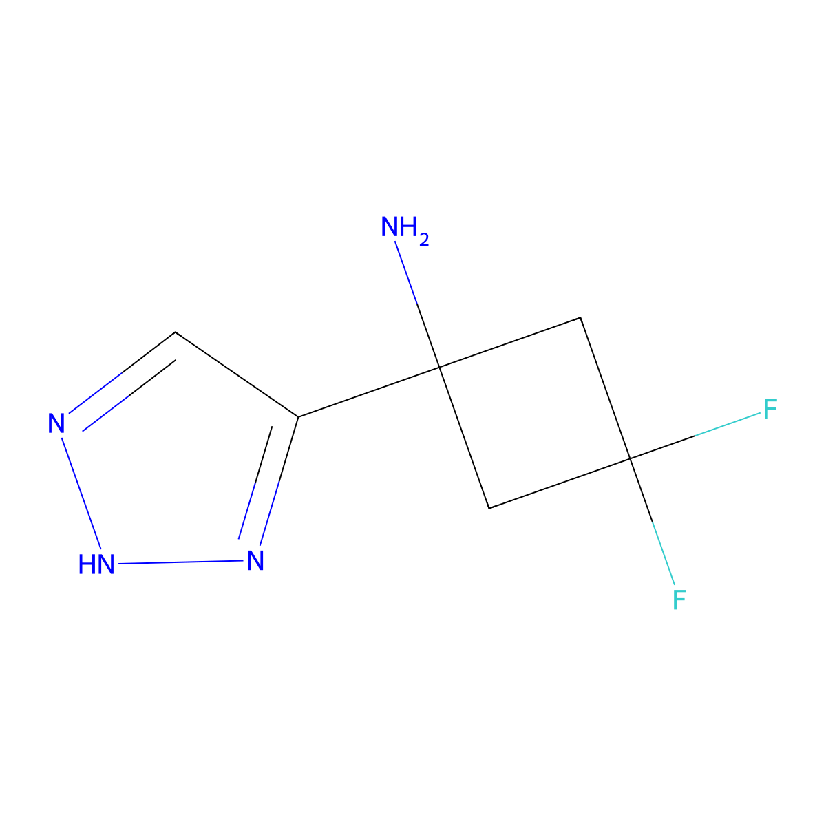 3,3-Difluoro-1-(1H-1,2,3-triazol-5-yl)cyclobutan-1-amine molecular structure, CAS 2193057-65-5