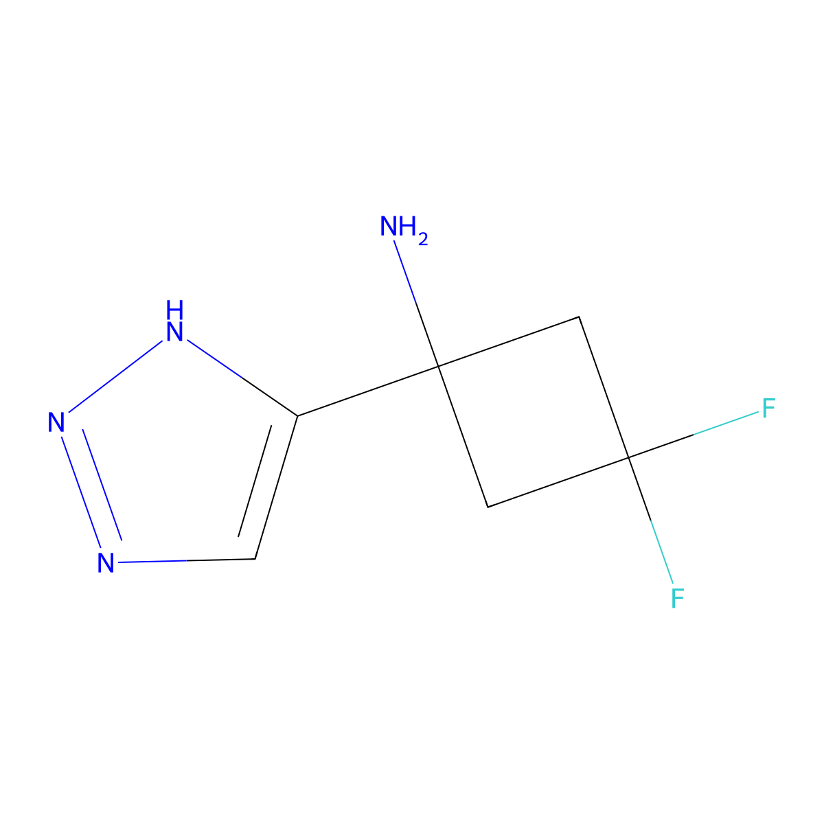 3,3-Difluoro-1-(1H-1,2,3-triazol-5-yl)cyclobutan-1-amine molecular structure, CAS 2193057-65-5