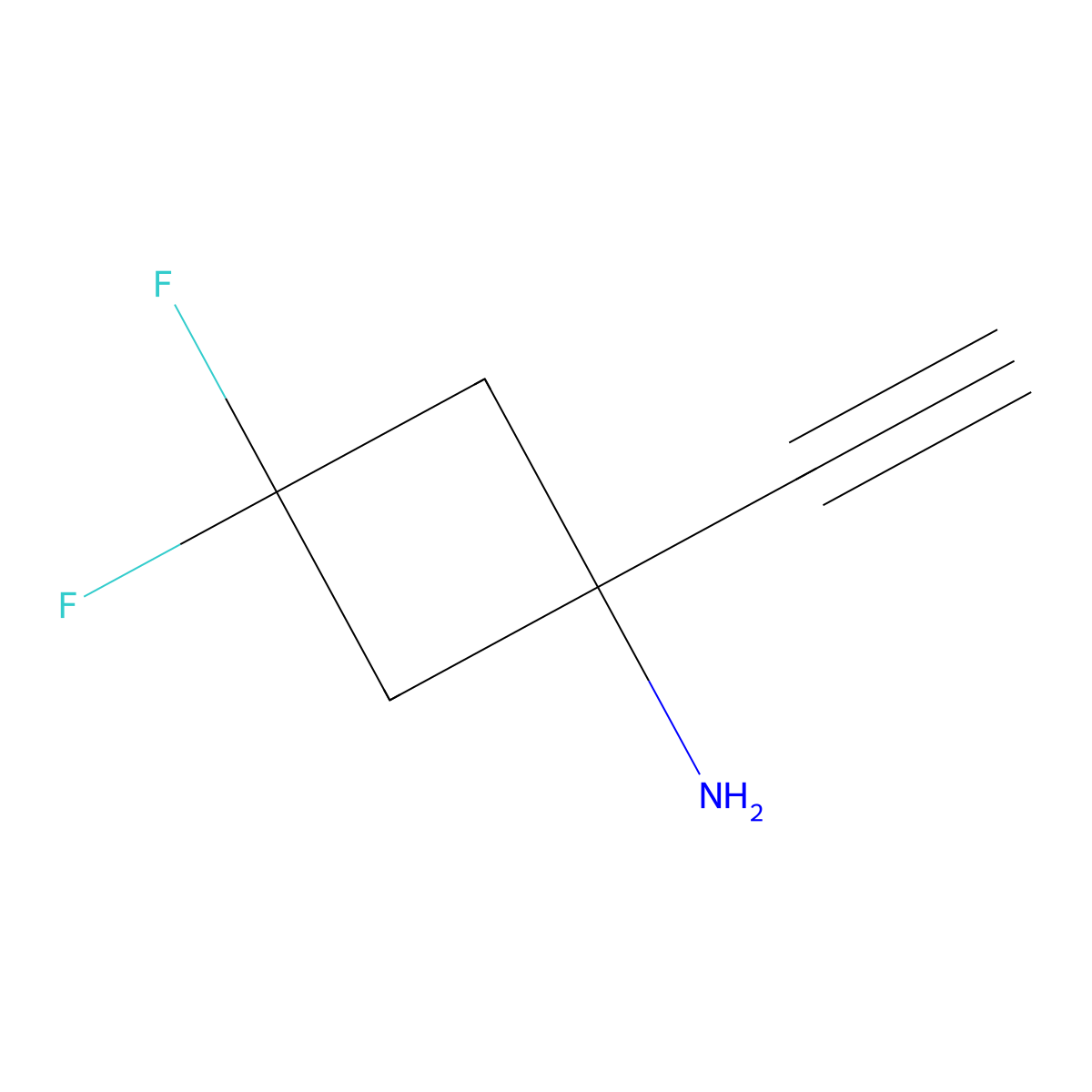 1-Ethynyl-3,3-difluorocyclobutan-1-amine molecular structure, CAS 2193057-78-0