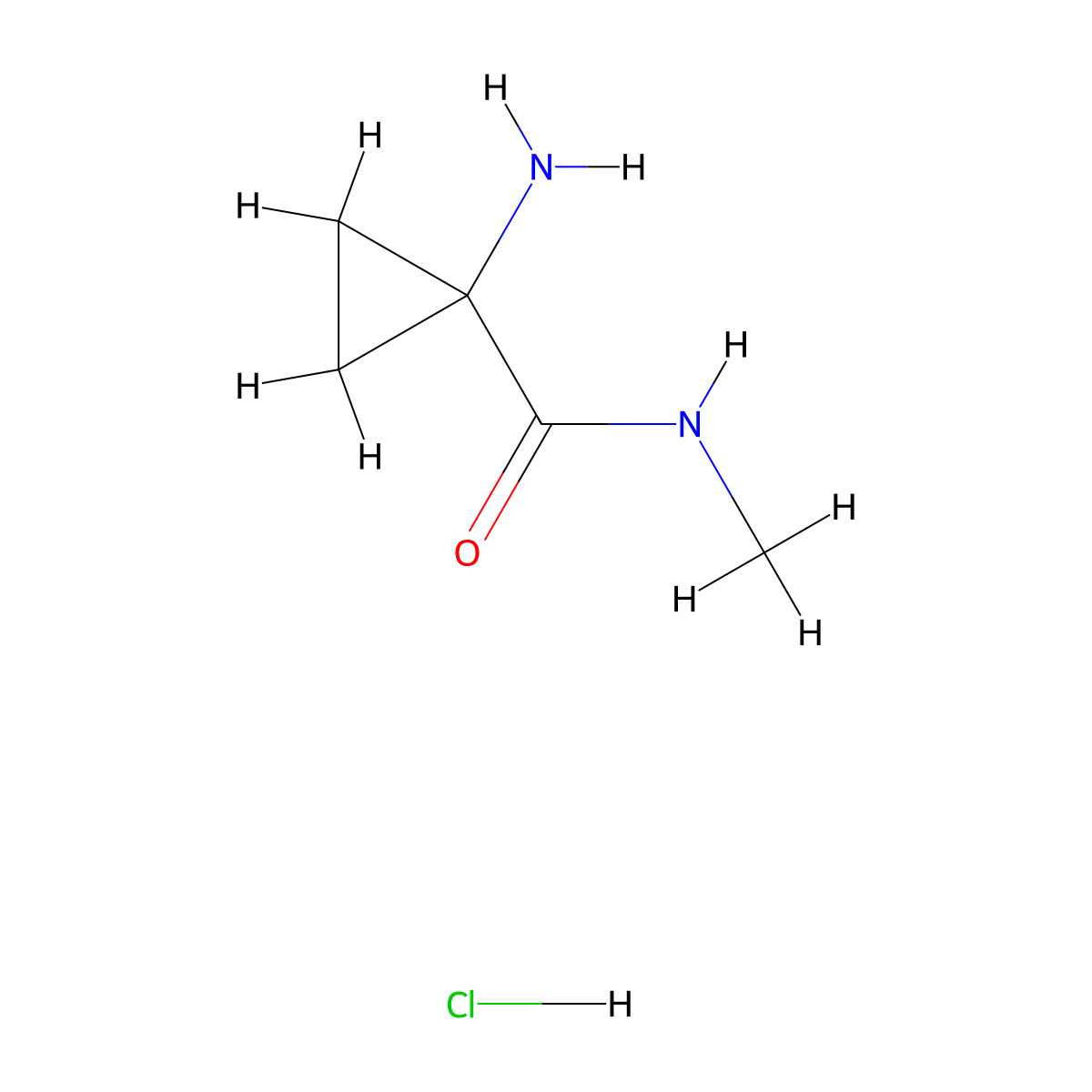 1-amino-N-methylcyclopropane-1-carboxamide hydrochloride molecular structure, CAS 2193058-19-2