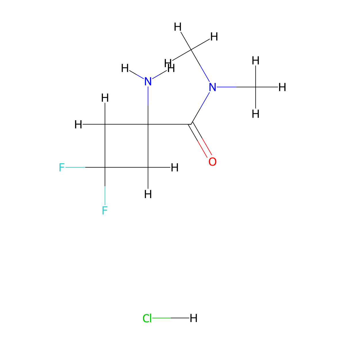 1-amino-3,3-difluoro-N,N-dimethylcyclobutane-1-carboxamide hydrochloride molecular structure, CAS 2193058-30-7