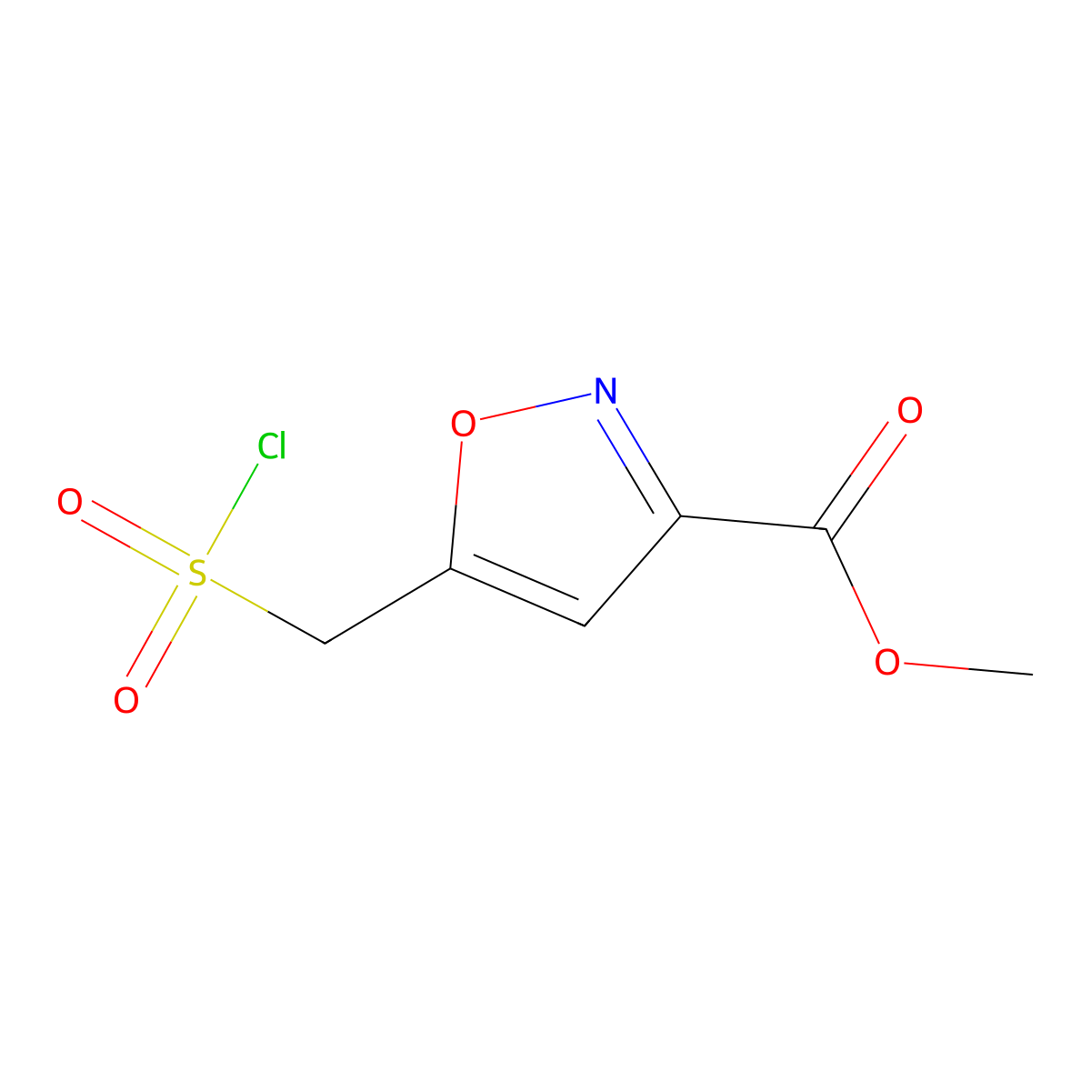 Methyl 5-((chlorosulfonyl)methyl)-1,2-oxazole-3-carboxylate molecular structure, CAS 2193058-76-1