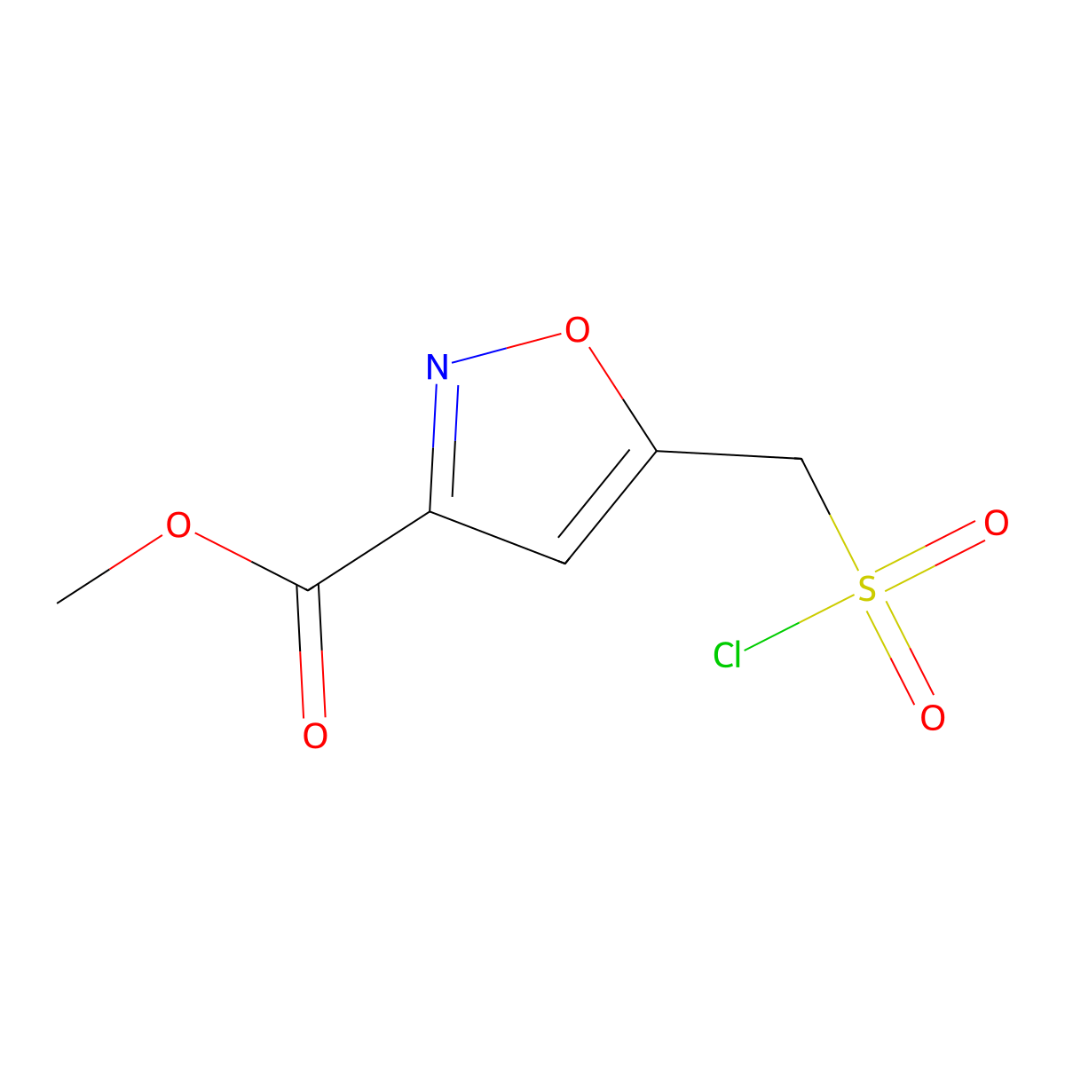 Methyl 5-((chlorosulfonyl)methyl)-1,2-oxazole-3-carboxylate molecular structure, CAS 2193058-76-1