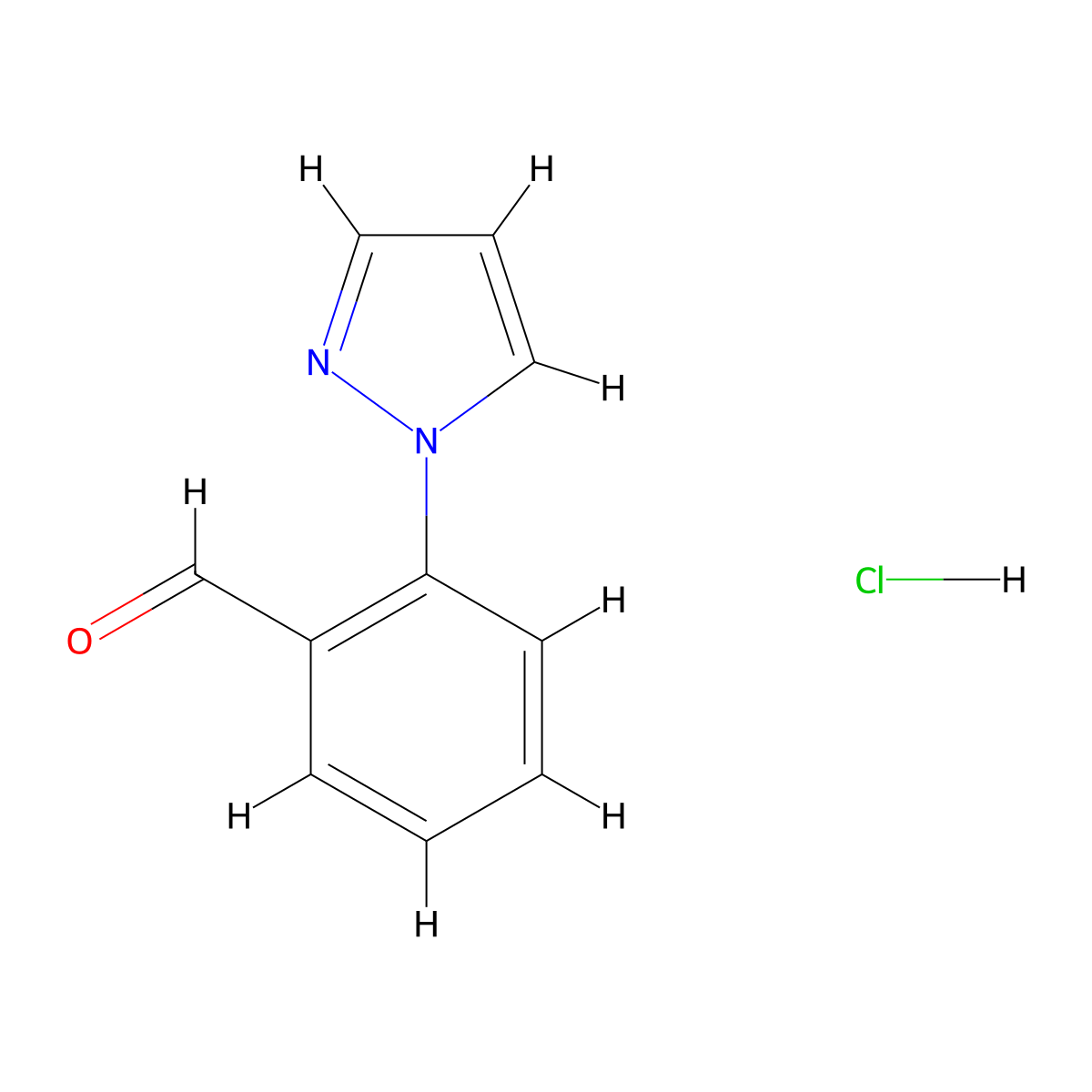 2-(1H-Pyrazol-1-yl)benzaldehyde hydrochloride molecular structure, CAS 2193058-85-2
