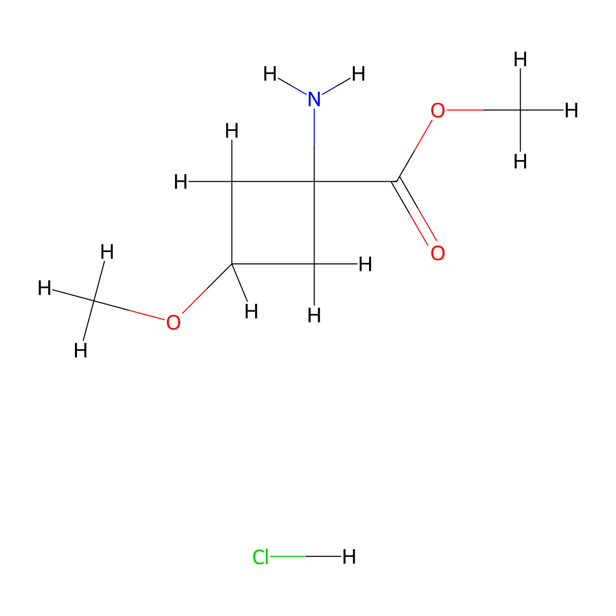 Methyl 1-amino-3-methoxycyclobutane-1-carboxylate hydrochloride molecular structure, CAS 2193058-88-5