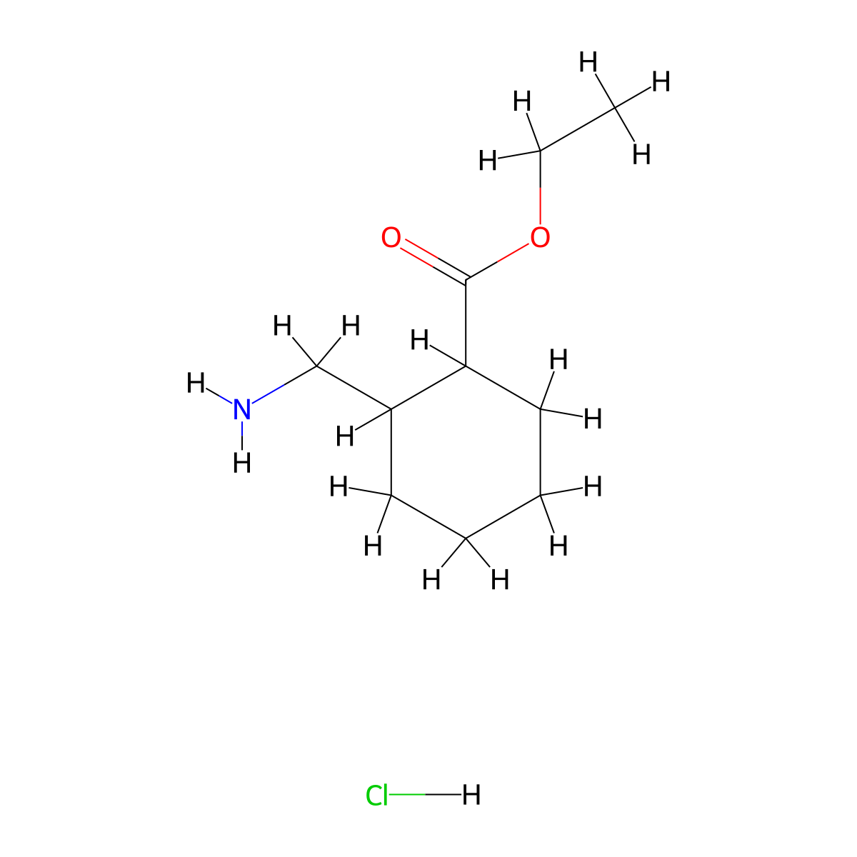 Ethyl 2-(aminomethyl)cyclohexane-1-carboxylate hydrochloride molecular structure, CAS 2193058-94-3