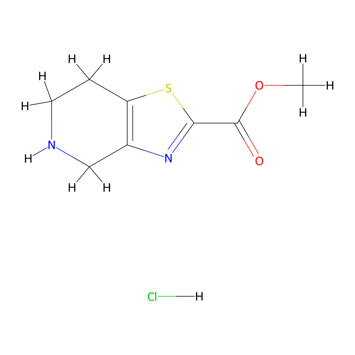 methyl 4H,5H,6H,7H-(1,3)thiazolo(4,5-c)pyridine-2-carboxylate hydrochloride molecular structure, CAS 2193059-05-9
