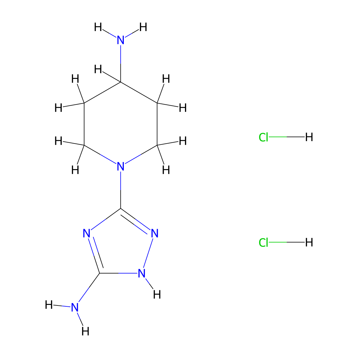 1-(5-amino-1H-1,2,4-triazol-3-yl)piperidin-4-amine dihydrochloride molecular structure, CAS 2193059-22-0