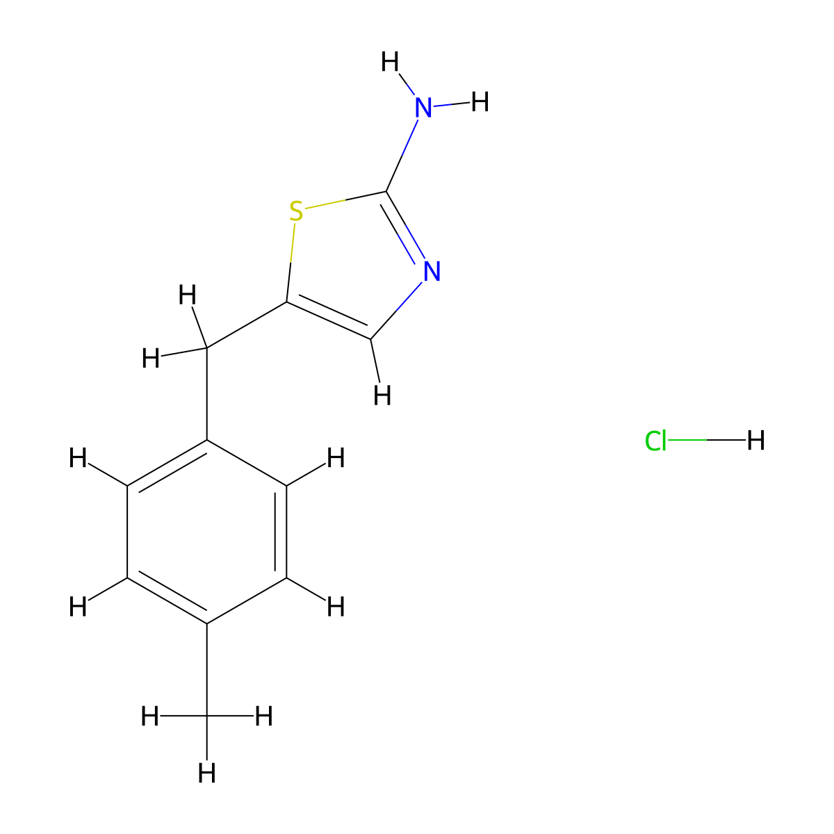 5-((4-Methylphenyl)methyl)-1,3-thiazol-2-amine hydrochloride molecular structure, CAS 2193059-25-3