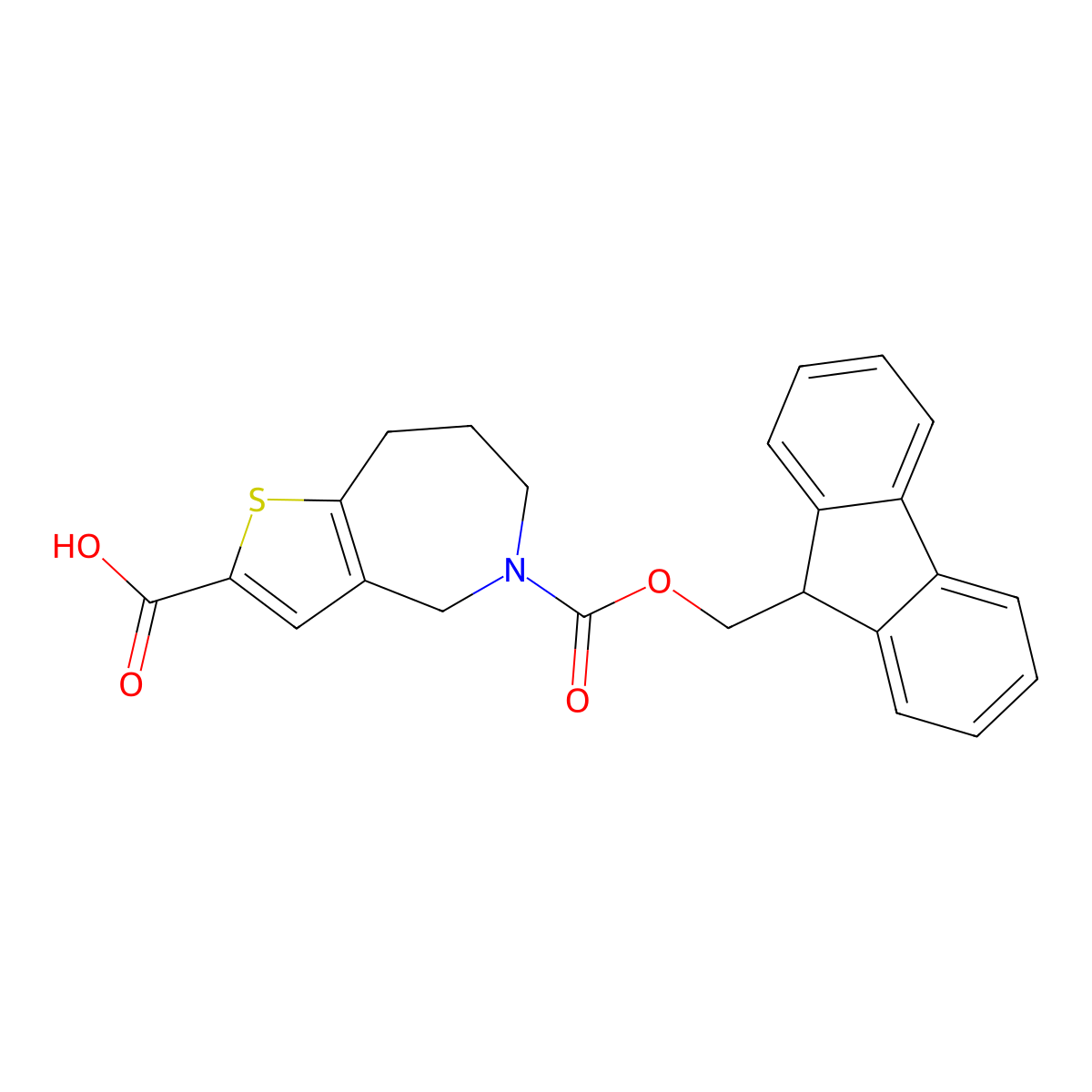 5-{[(9H-fluoren-9-yl)methoxy]carbonyl}-4H,5H,6H,7H,8H-thieno[3,2-c]azepine-2-carboxylic acid molecular structure, CAS 2193059-28-6