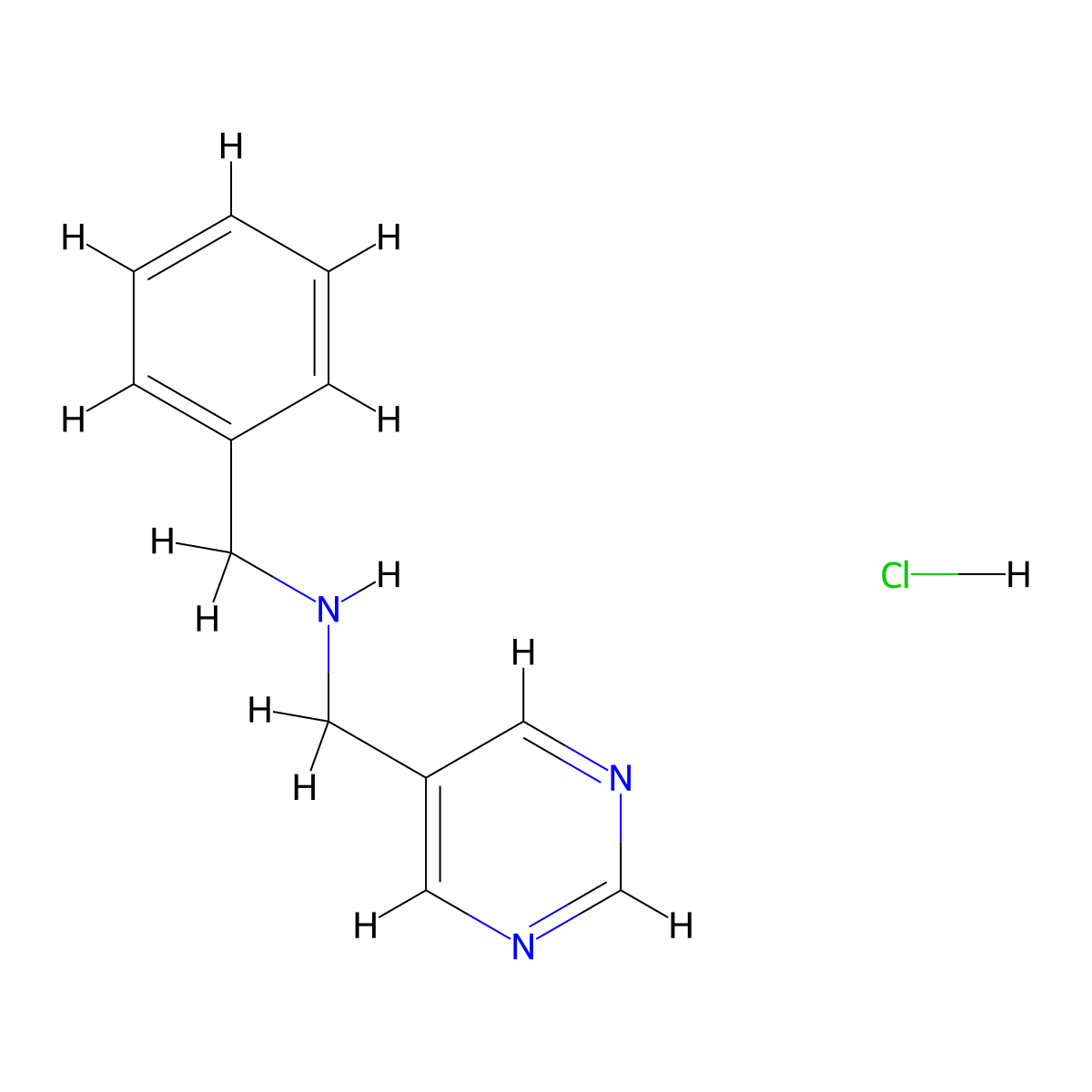Benzyl[(pyrimidin-5-yl)methyl]amine hydrochloride molecular structure, CAS 2193059-35-5