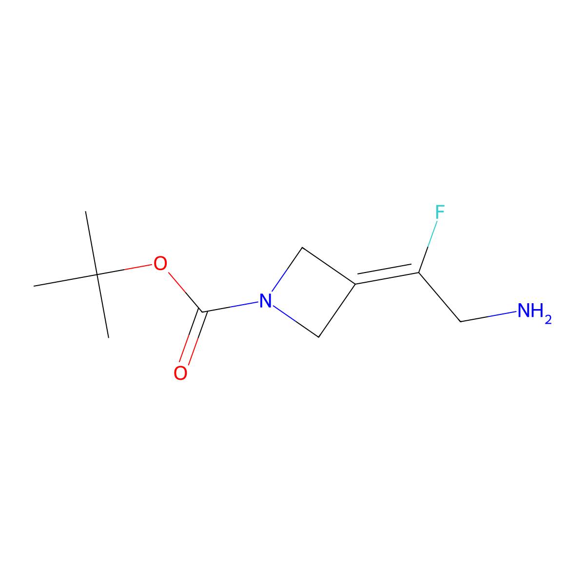 Tert-butyl 3-(2-amino-1-fluoroethylidene)azetidine-1-carboxylate molecular structure, CAS 2193059-37-7