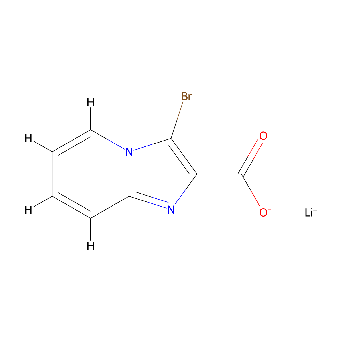 Lithium ion 3-bromoimidazo(1,2-a)pyridine-2-carboxylate molecular structure, CAS 2193059-40-2