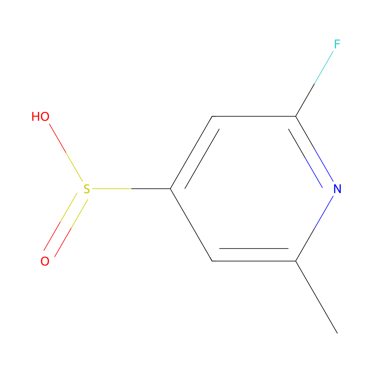 2-Fluoro-6-methylpyridine-4-sulfinic acid molecular structure, CAS 2193059-41-3