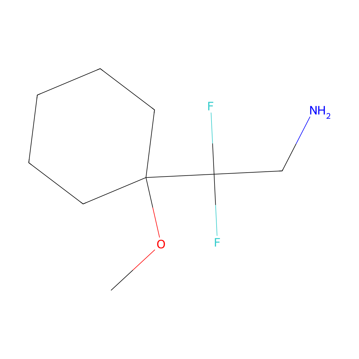 2,2-Difluoro-2-(1-methoxycyclohexyl)ethan-1-amine molecular structure, CAS 2193059-45-7
