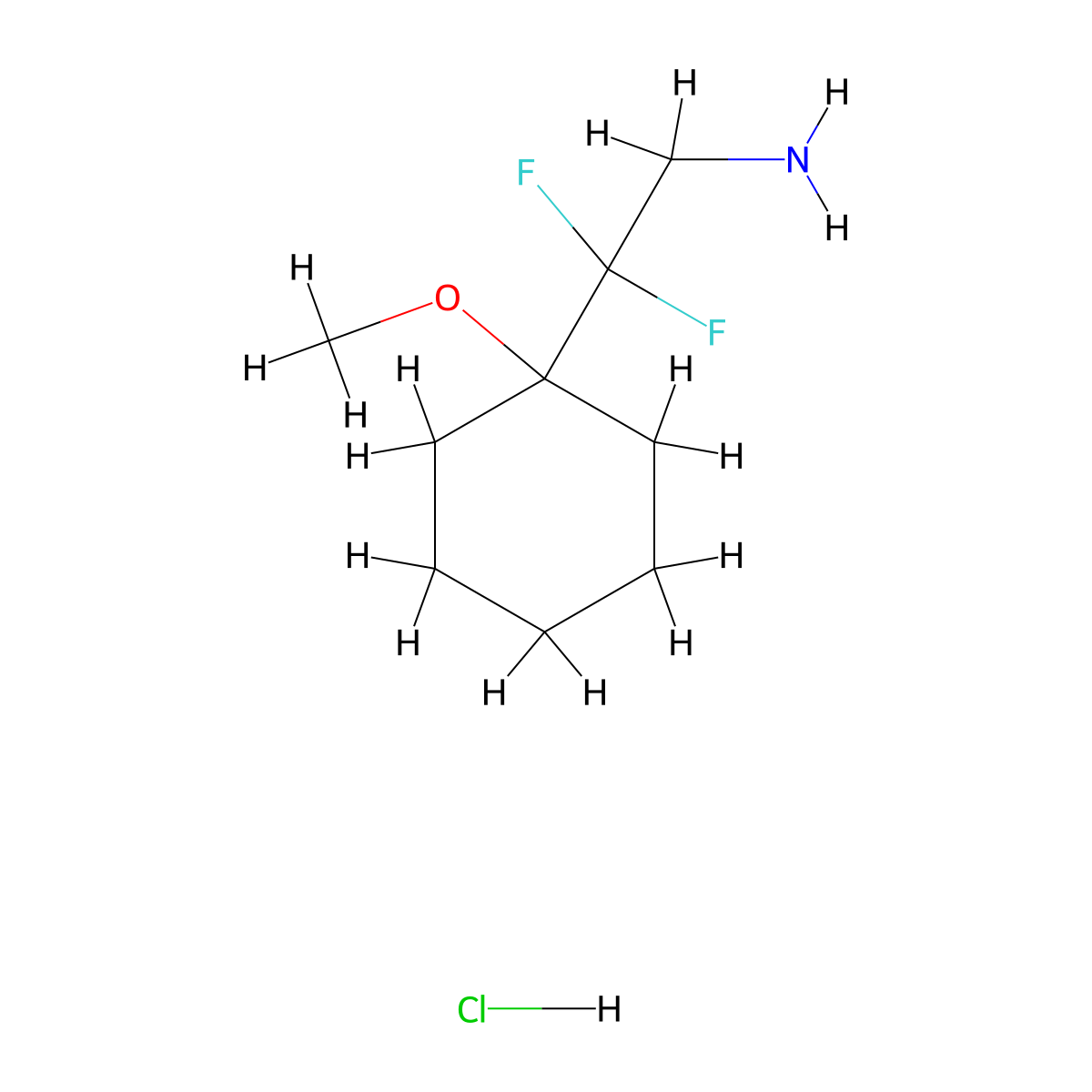 2,2-Difluoro-2-(1-methoxycyclohexyl)ethan-1-amine hydrochloride molecular structure, CAS 2193059-46-8