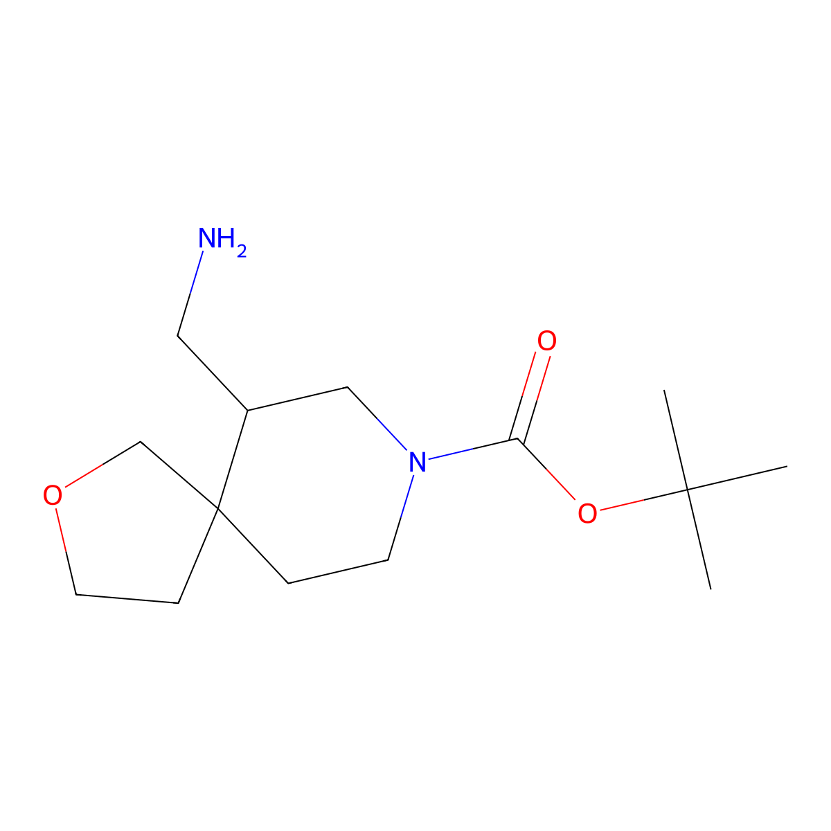 tert-Butyl 6-(aminomethyl)-2-oxa-8-azaspiro[4.5]decane-8-carboxylate molecular structure, CAS 2193059-51-5