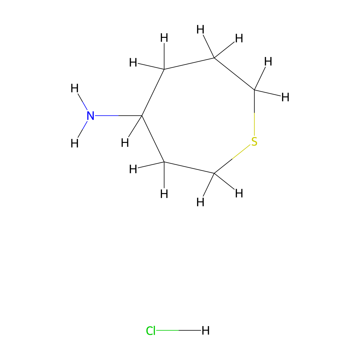 Thiepan-4-amine hydrochloride molecular structure, CAS 2193060-74-9