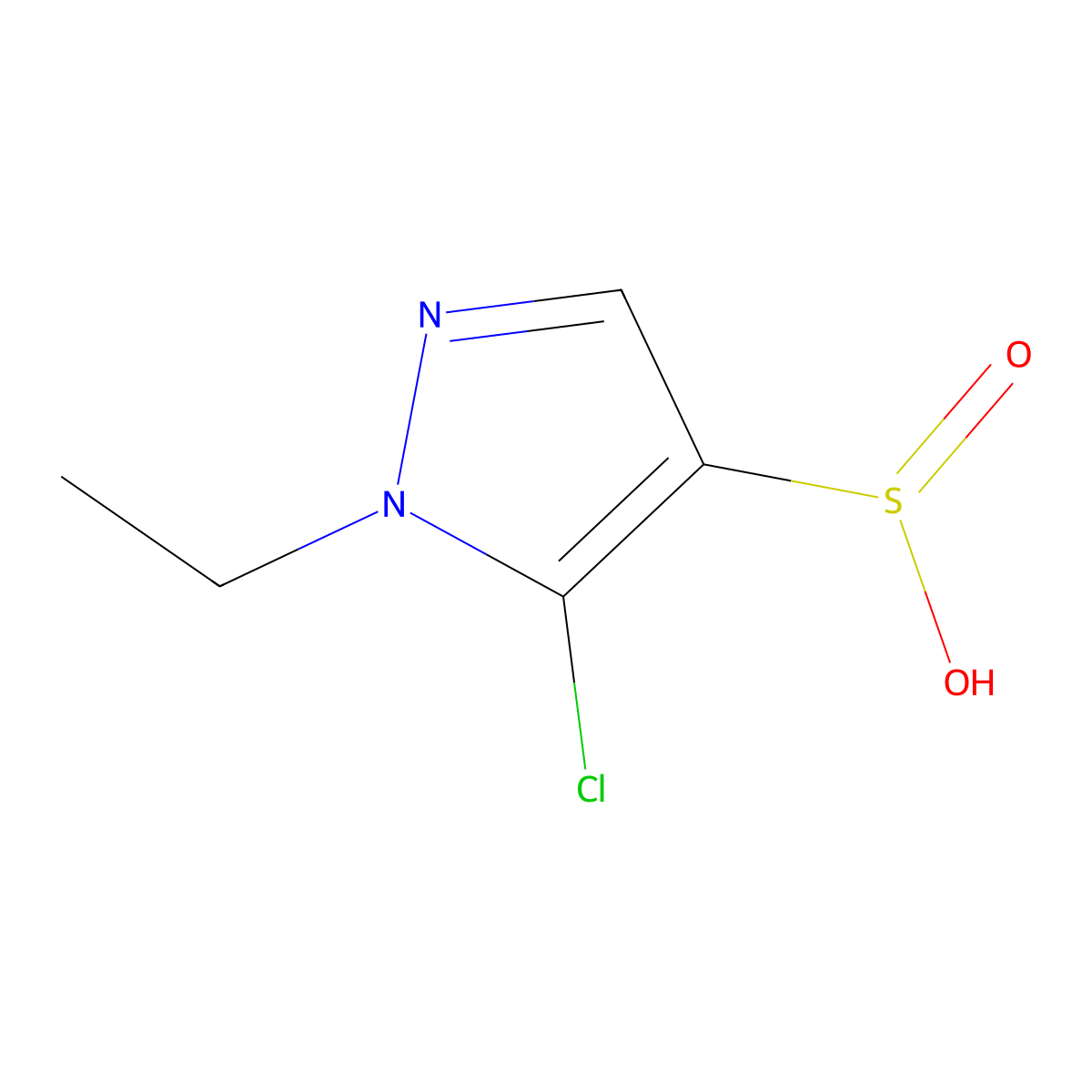 5-chloro-1-ethyl-1H-pyrazole-4-sulfinic acid molecular structure, CAS 2193060-90-9