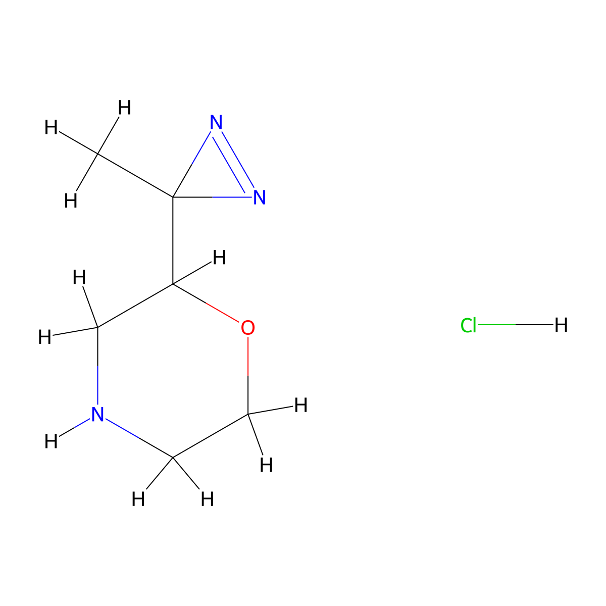 2-(3-methyl-3H-diazirin-3-yl)morpholine hydrochloride molecular structure, CAS 2193061-16-2
