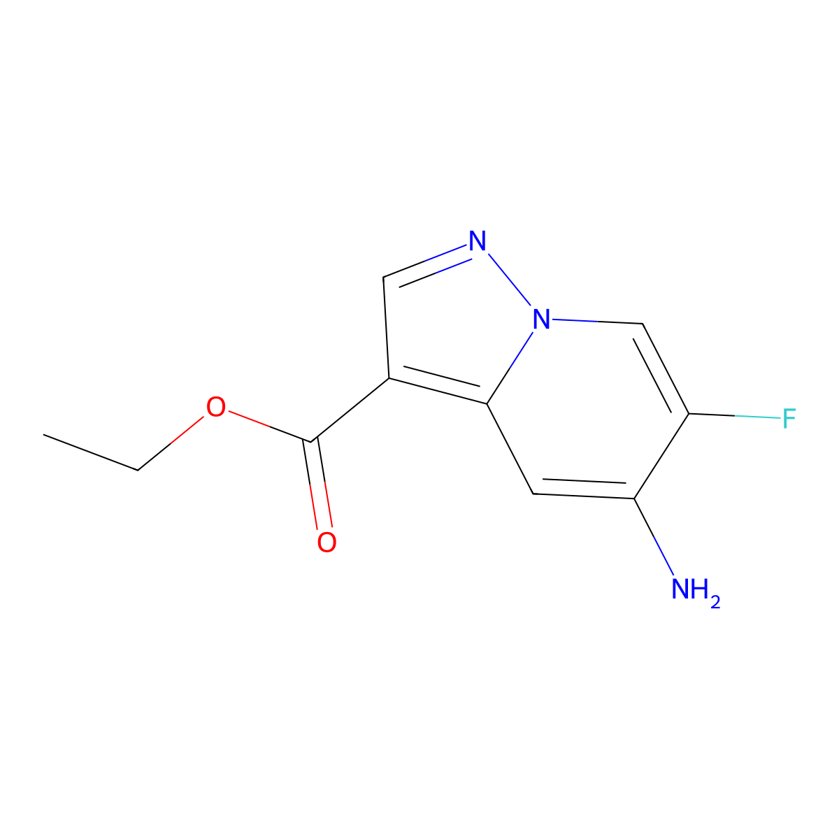 Ethyl 5-amino-6-fluoropyrazolo(1,5-a)pyridine-3-carboxylate molecular structure, CAS 2193061-35-5