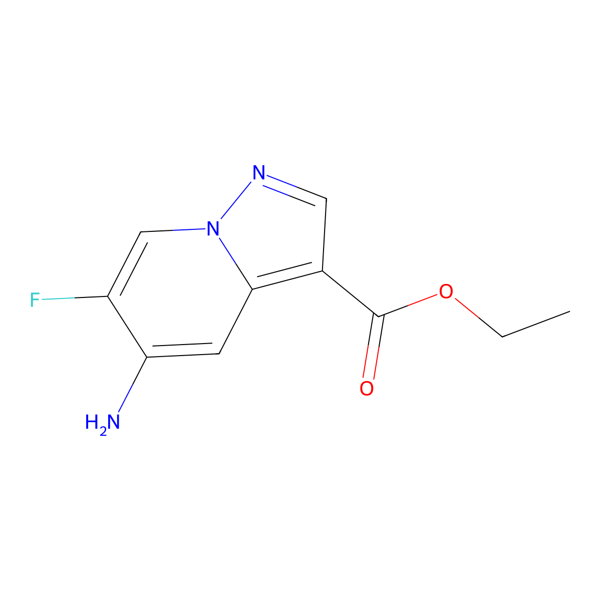 Ethyl 5-amino-6-fluoropyrazolo(1,5-a)pyridine-3-carboxylate molecular structure, CAS 2193061-35-5