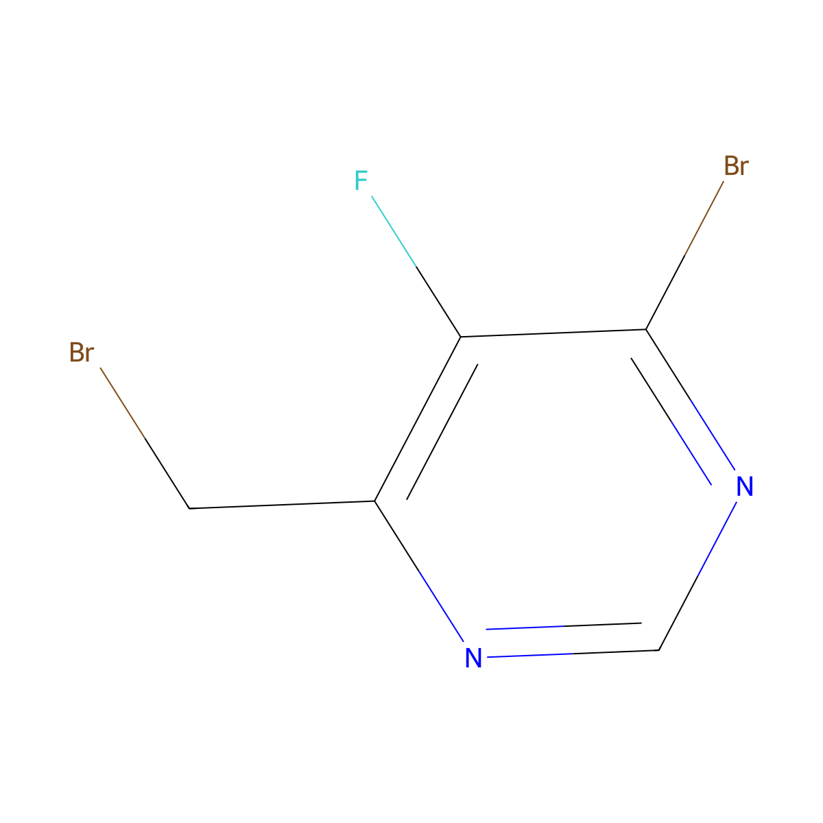 4-Bromo-6-(bromomethyl)-5-fluoropyrimidine molecular structure, CAS 2193061-41-3
