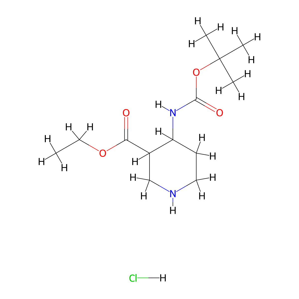 Ethyl 4-{[(tert-butoxy)carbonyl]amino}piperidine-3-carboxylate hydrochloride molecular structure, CAS 2193061-65-1