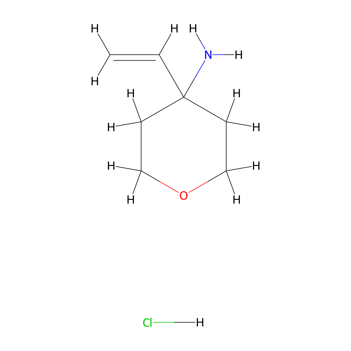 4-Ethenyloxan-4-amine hydrochloride molecular structure, CAS 2193061-72-0