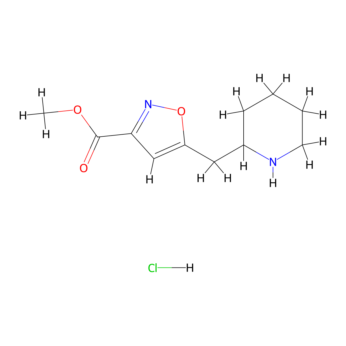 Methyl 5-[(piperidin-2-yl)methyl]-1,2-oxazole-3-carboxylate hydrochloride molecular structure, CAS 2193061-76-4