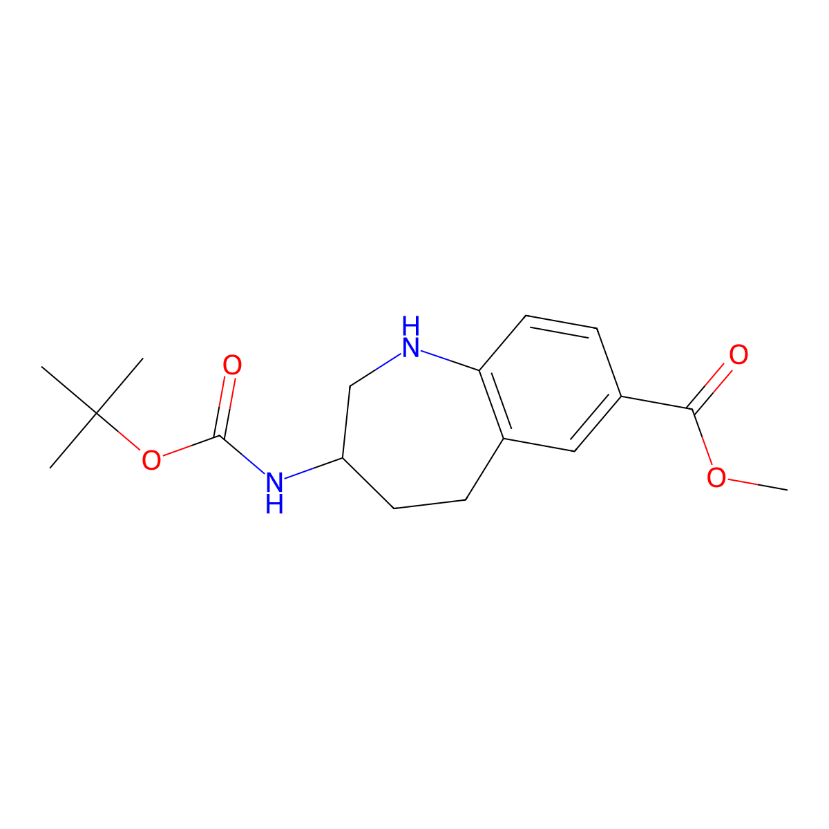 methyl 3-{[(tert-butoxy)carbonyl]amino}-2,3,4,5-tetrahydro-1H-1-benzazepine-7-carboxylate molecular structure, CAS 2193061-83-3