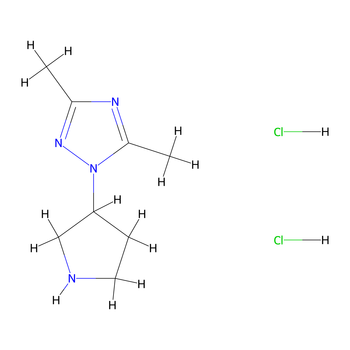 3,5-dimethyl-1-(pyrrolidin-3-yl)-1H-1,2,4-triazole dihydrochloride molecular structure, CAS 2193061-85-5