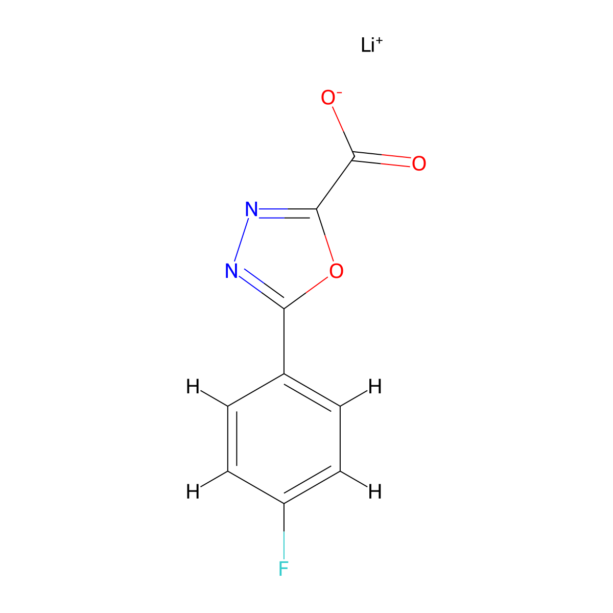 Lithium(1+) ion 5-(4-fluorophenyl)-1,3,4-oxadiazole-2-carboxylate molecular structure, CAS 2193061-93-5