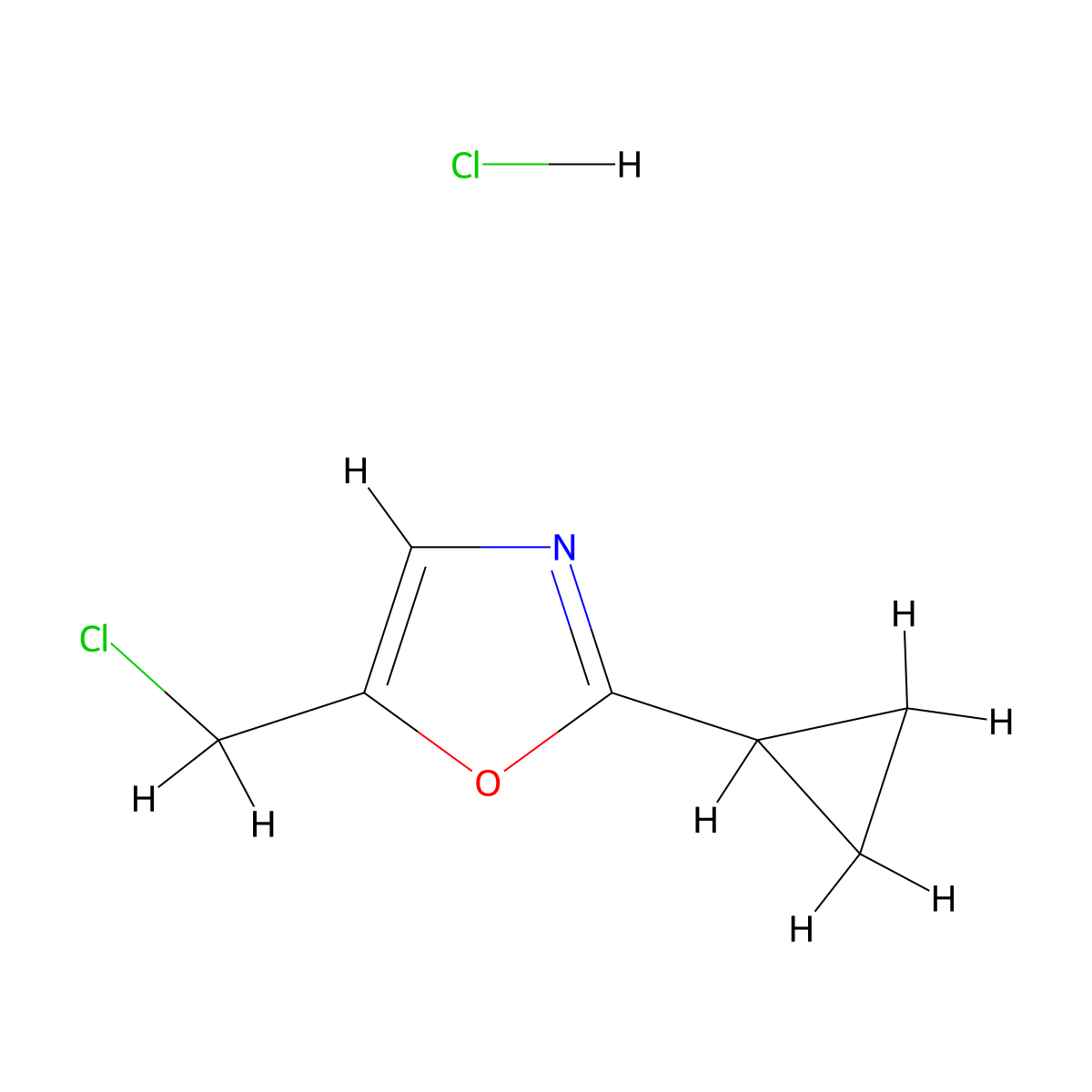 5-(Chloromethyl)-2-cyclopropyl-1,3-oxazole hydrochloride molecular structure, CAS 2193061-96-8